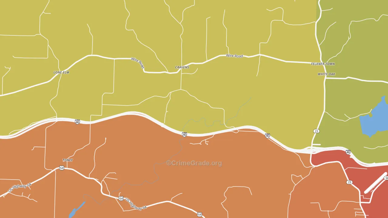 Cravens, AR Map of Burglary Rates