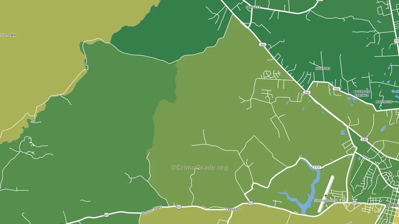 Cravens, KY Map of Burglary Rates