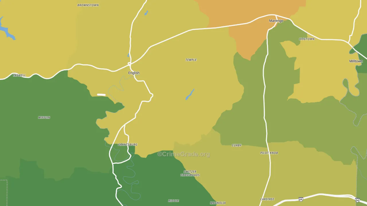 Crawford County, IN Map of Burglary Rates
