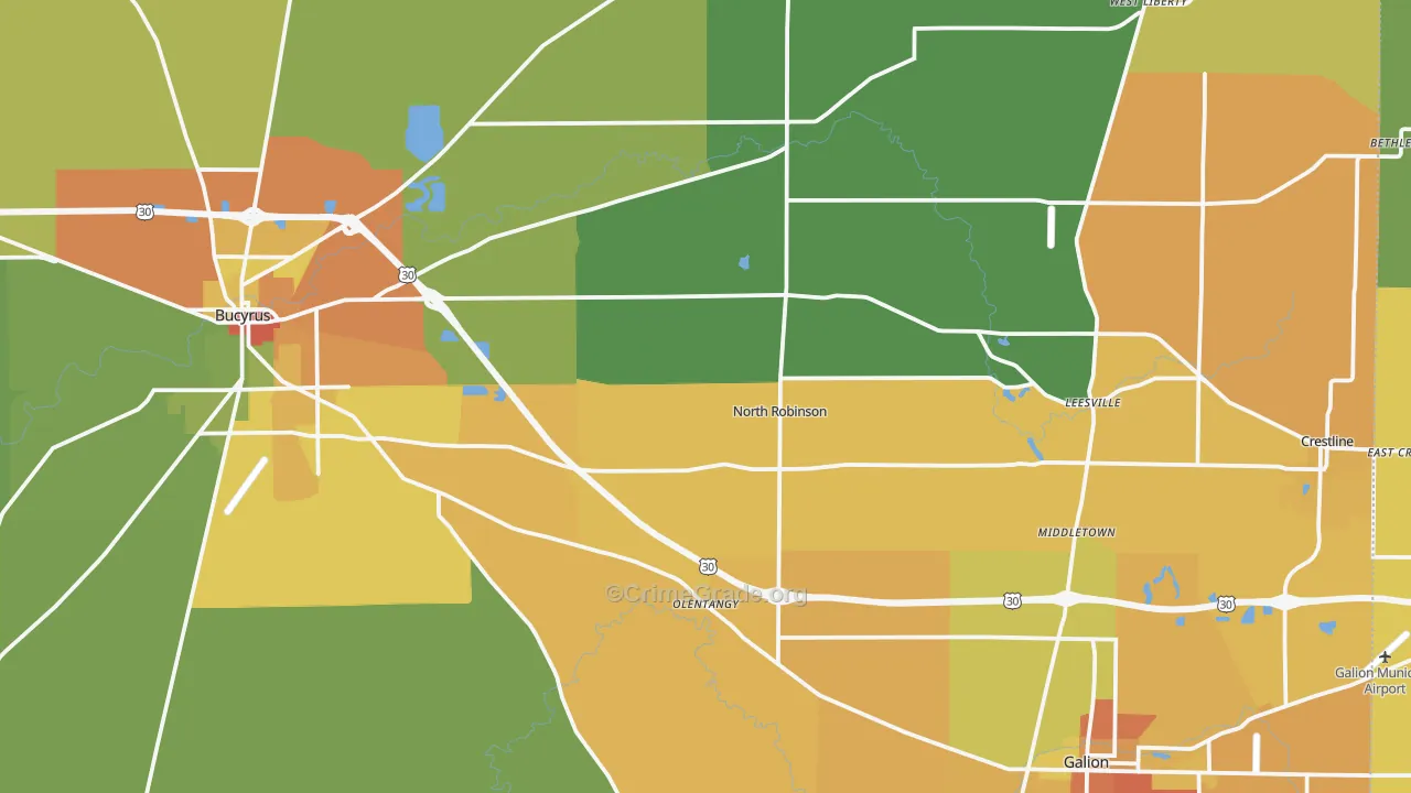 Crawford County, OH Map of Burglary Rates