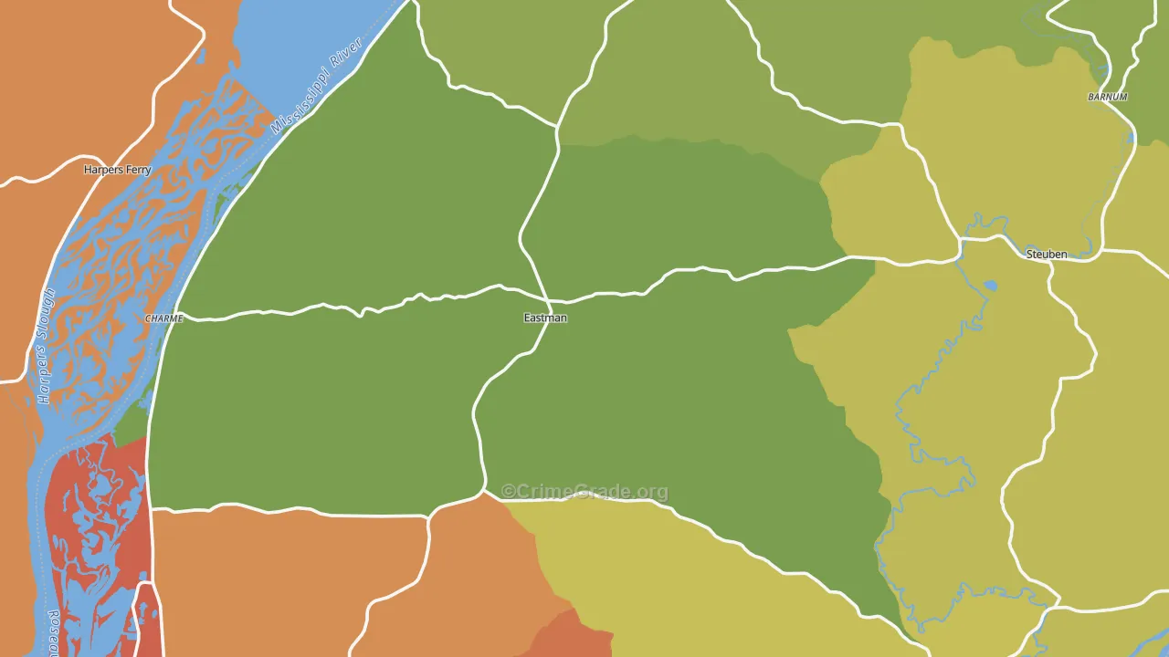 Crawford County, WI Map of Burglary Rates