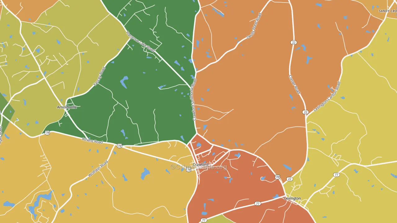 Crawford, GA Map of Burglary Rates