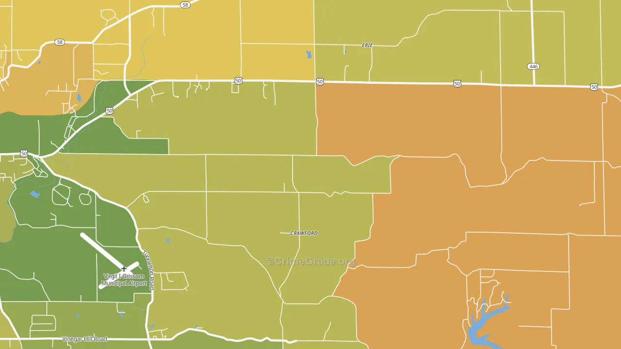 Crawford, IN Map of Burglary Rates