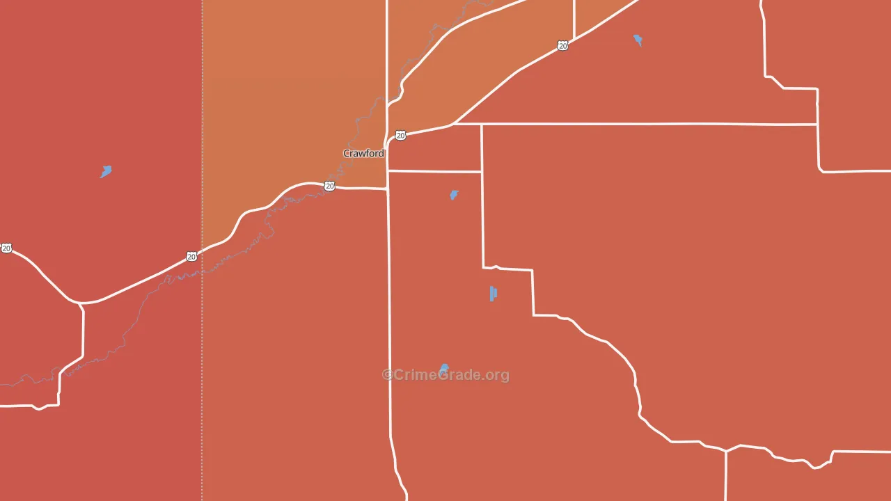 Crawford, NE Map of Burglary Rates