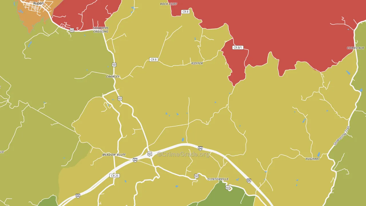 Crawley, WV Map of Burglary Rates