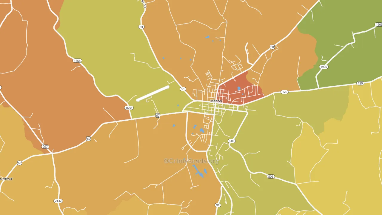 Crayne, KY Map of Burglary Rates