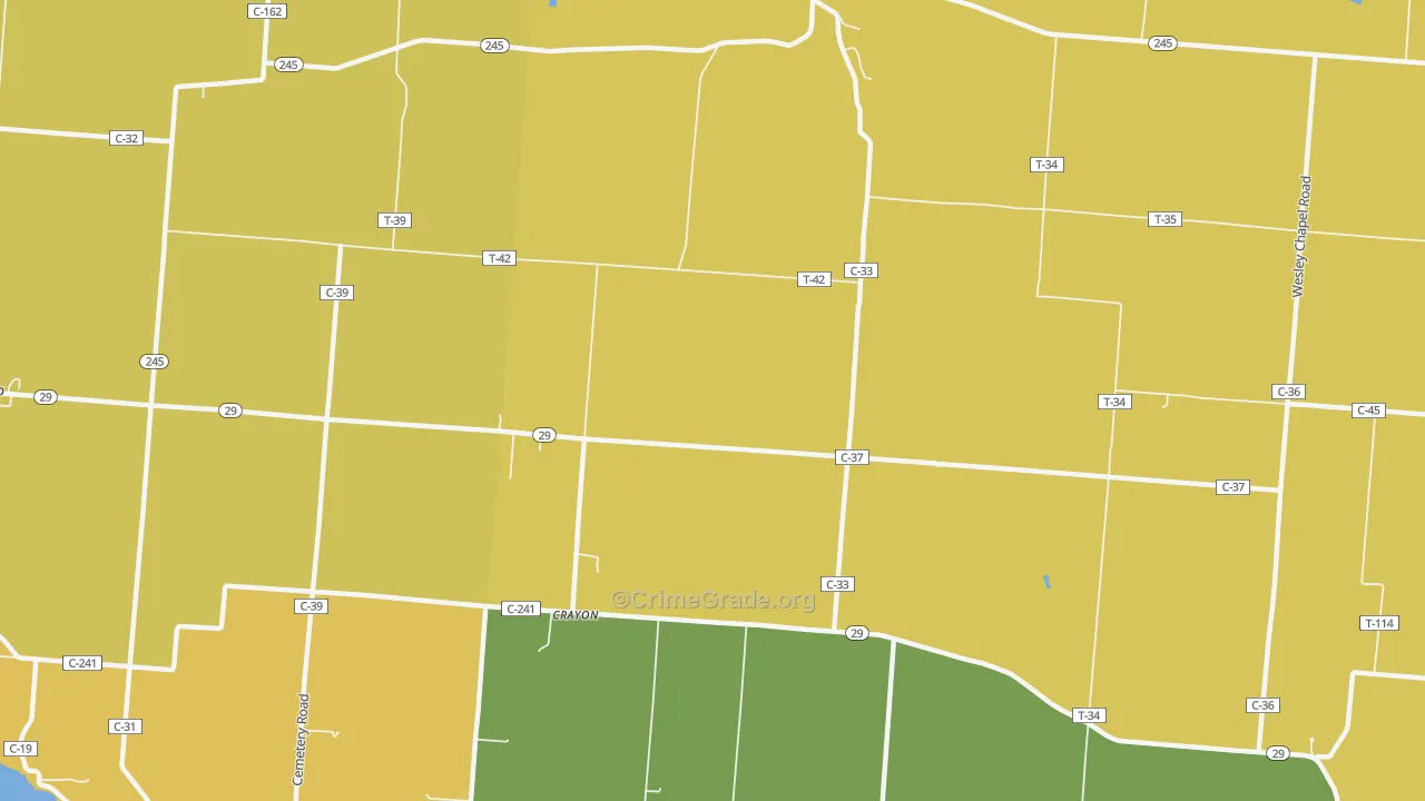 Crayon, OH Map of Burglary Rates