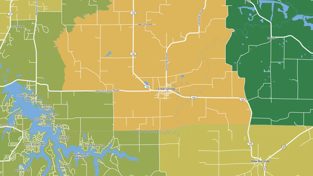 Creal Springs, IL Map of Burglary Rates