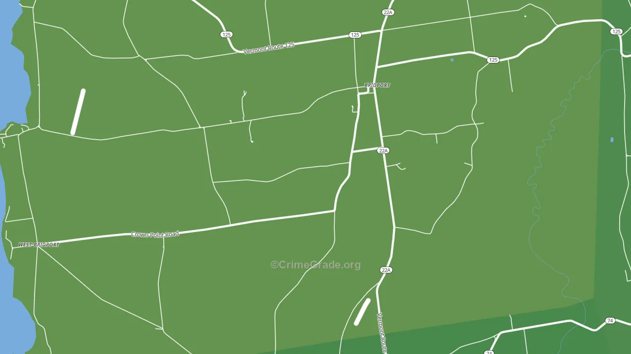 Cream Hill, VT Map of Burglary Rates