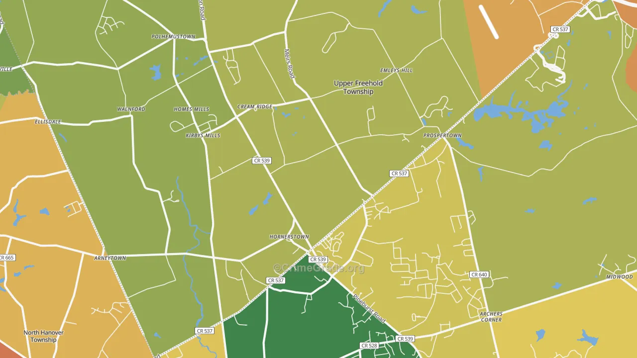 Cream Ridge, NJ Map of Burglary Rates