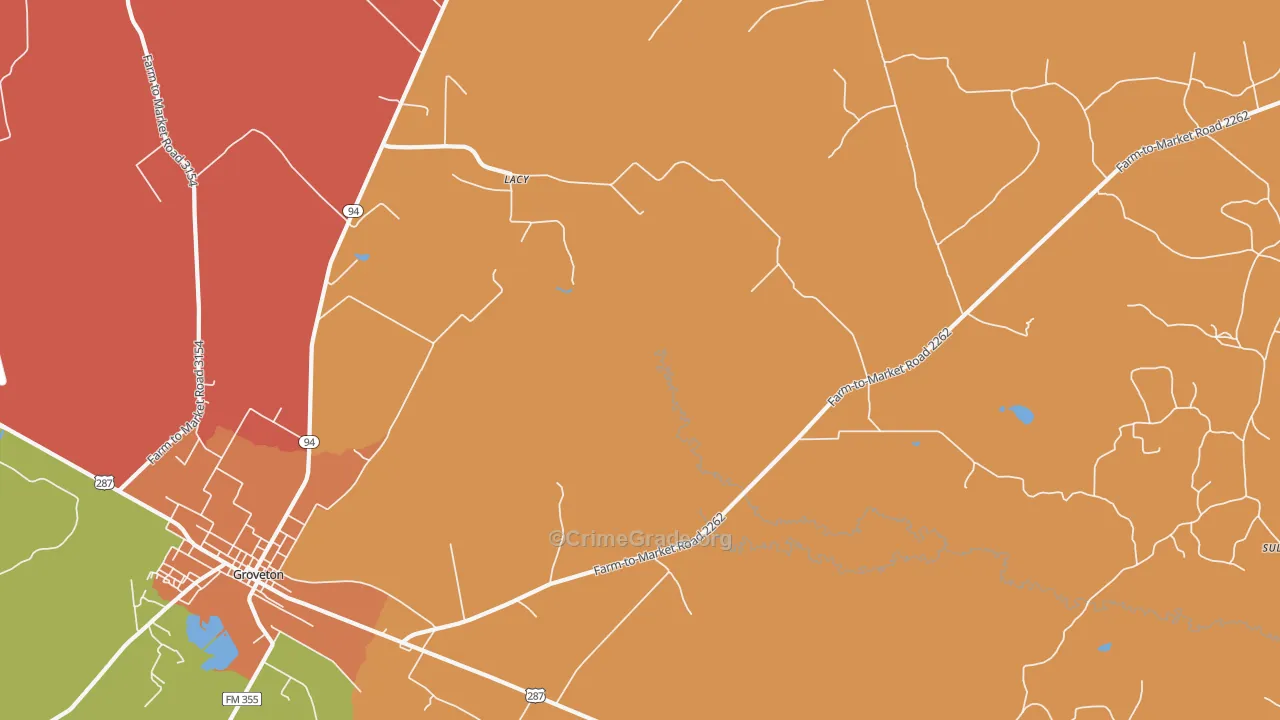 Crecy, TX Map of Burglary Rates