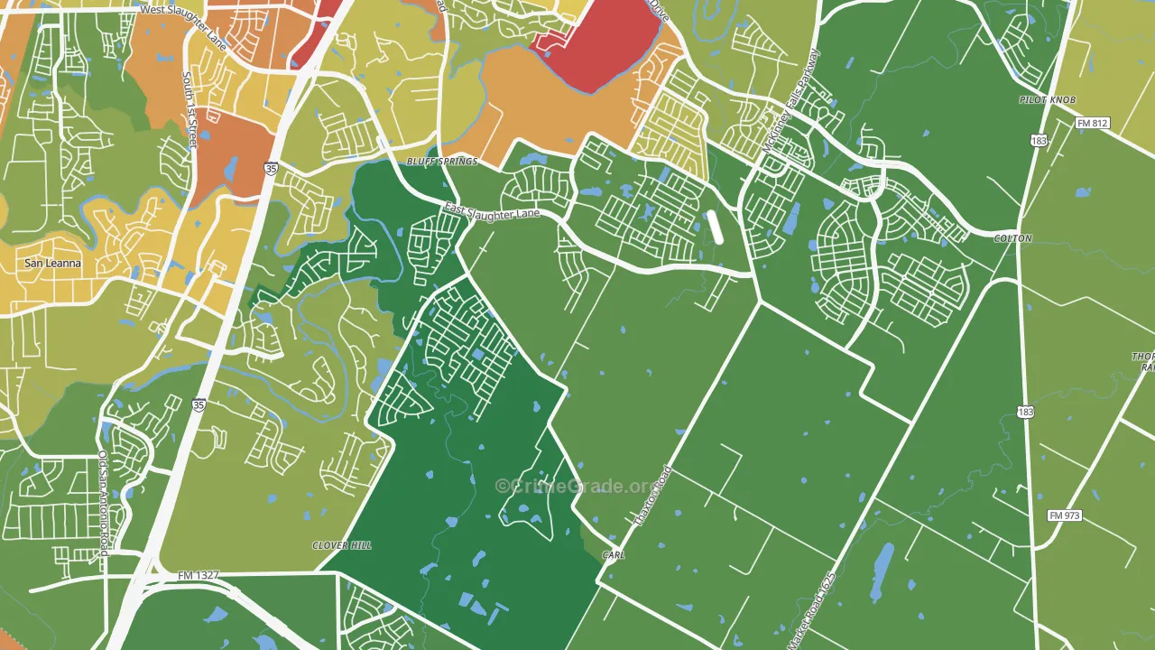 Creedmoor, TX Map of Burglary Rates