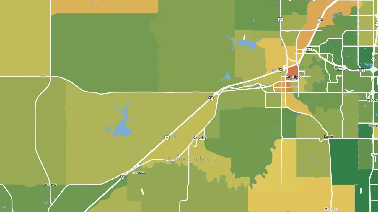 Creek County, OK Map of Burglary Rates