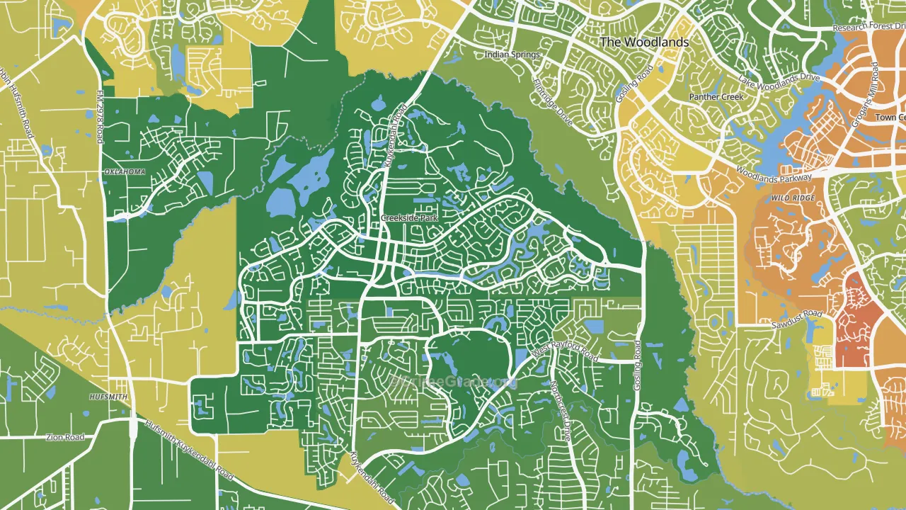Creekside Park, The Woodlands, TX Map of Burglary Rates