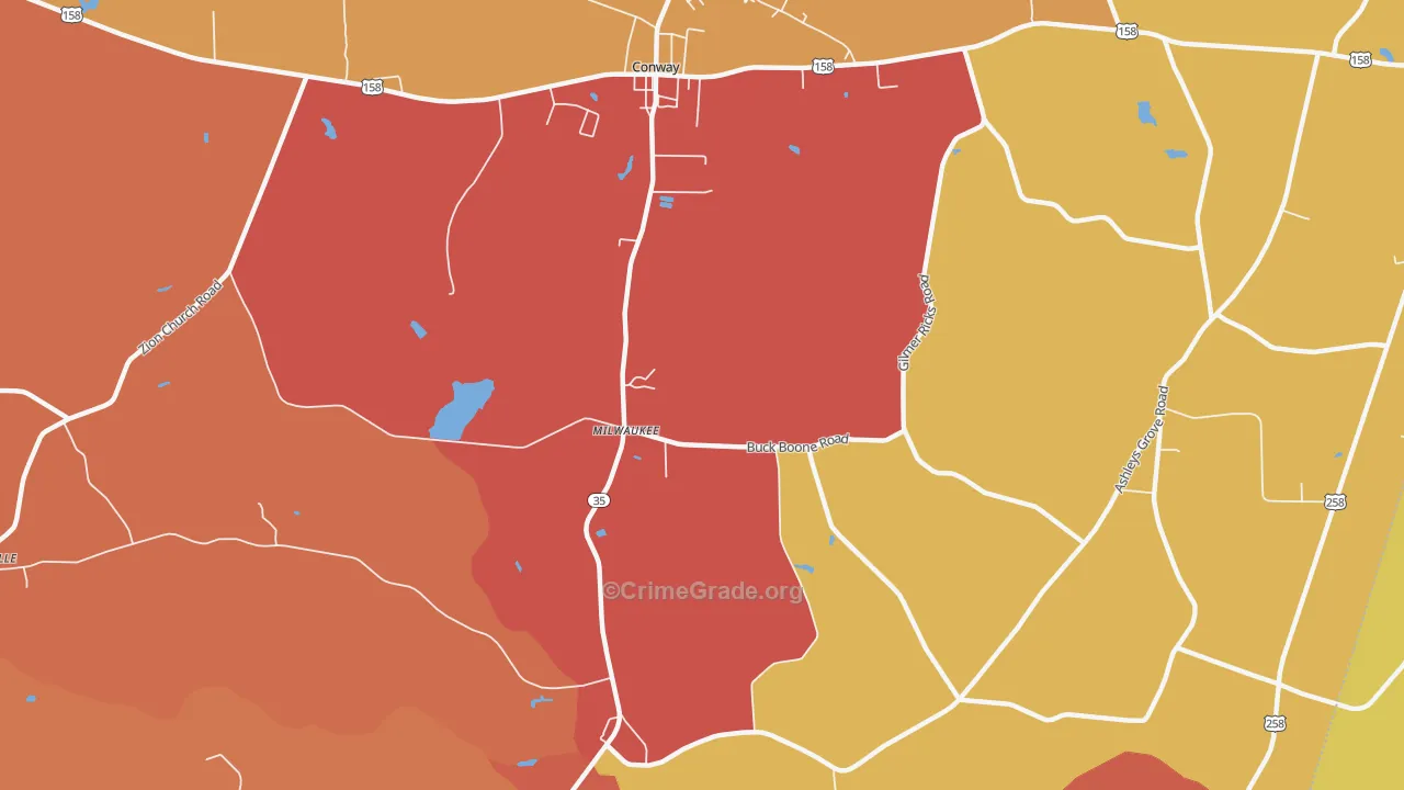 Creeksville, NC Map of Burglary Rates