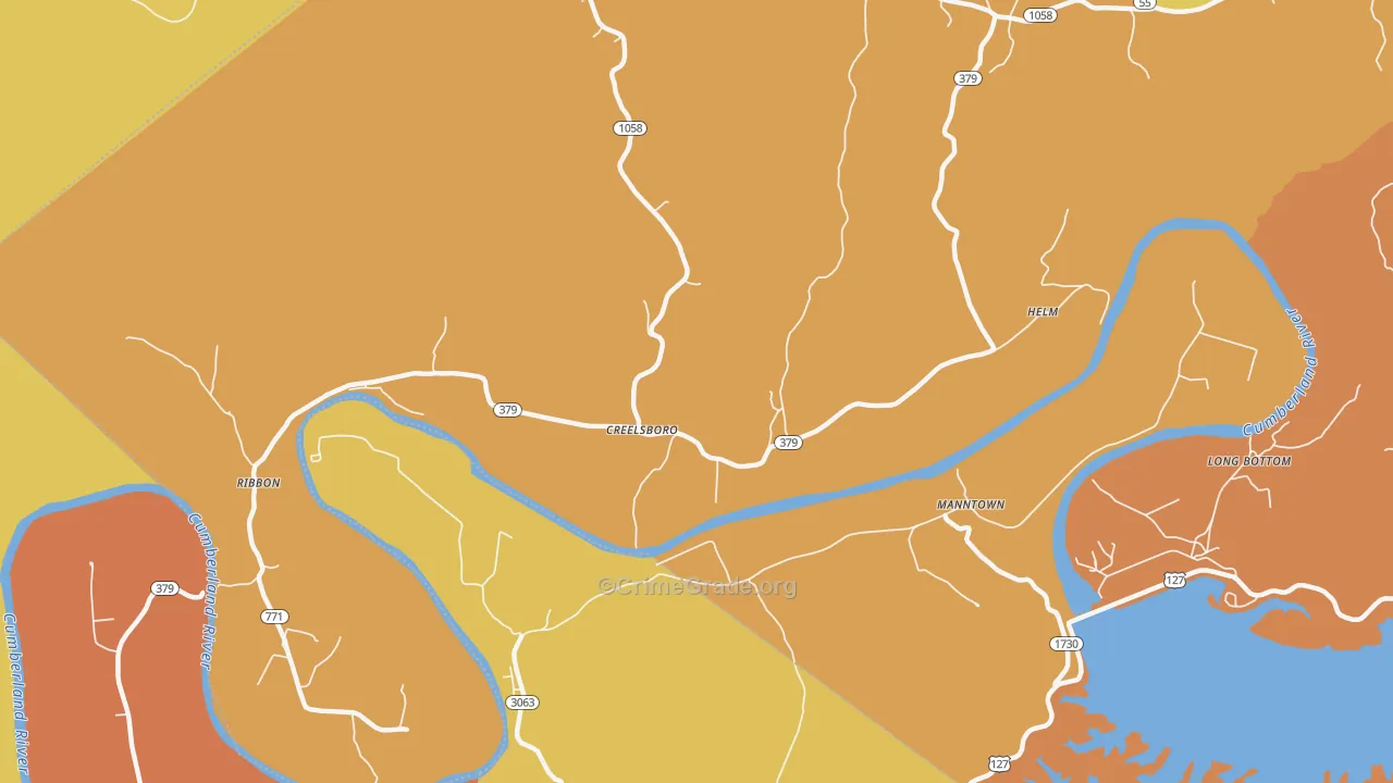 Creelsboro, KY Map of Burglary Rates