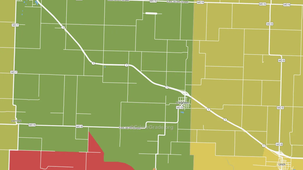 Creighton, MO Map of Burglary Rates