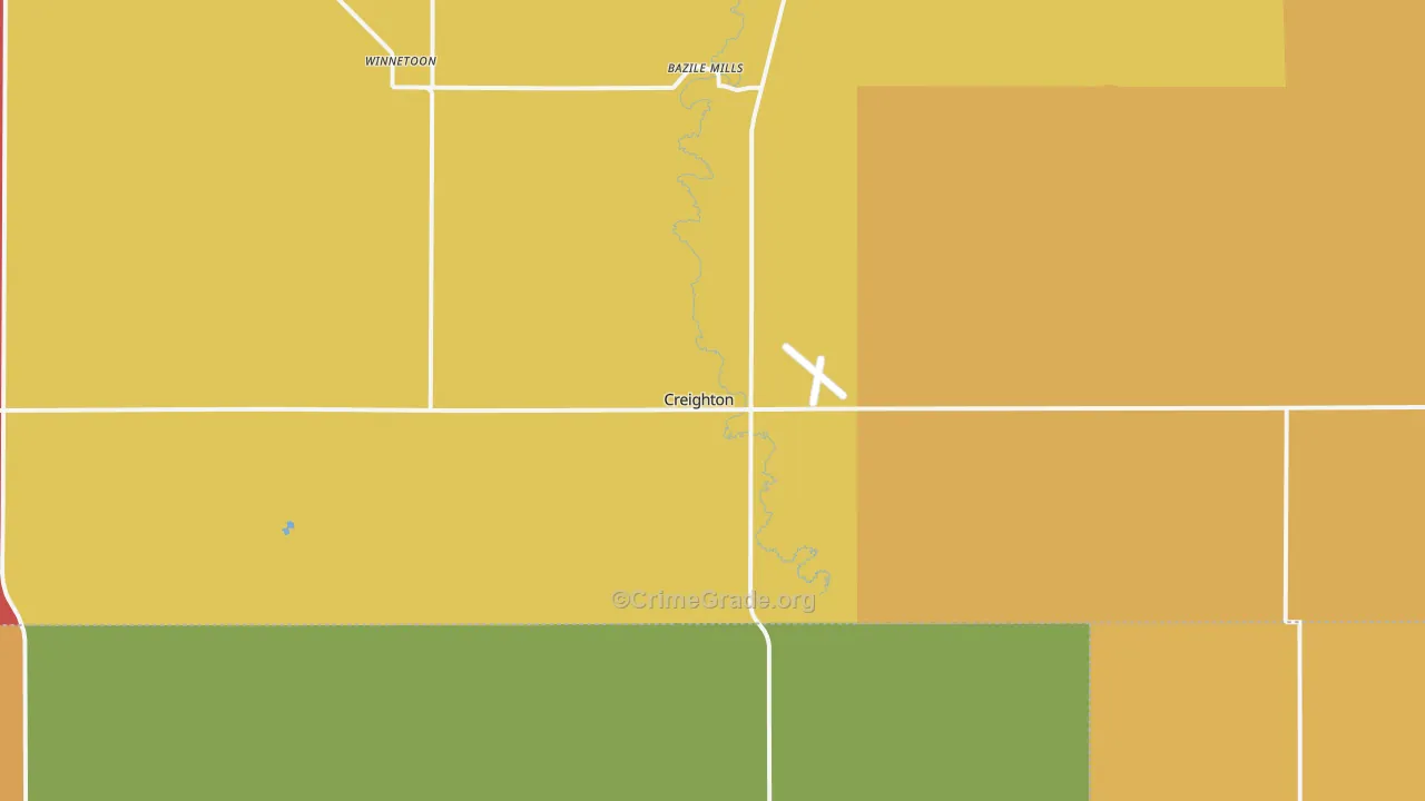 Creighton, NE Map of Burglary Rates