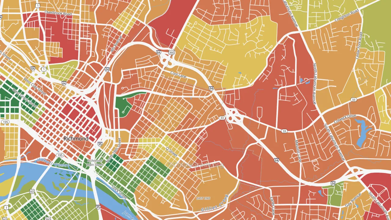 Creighton, Richmond, VA Map of Burglary Rates
