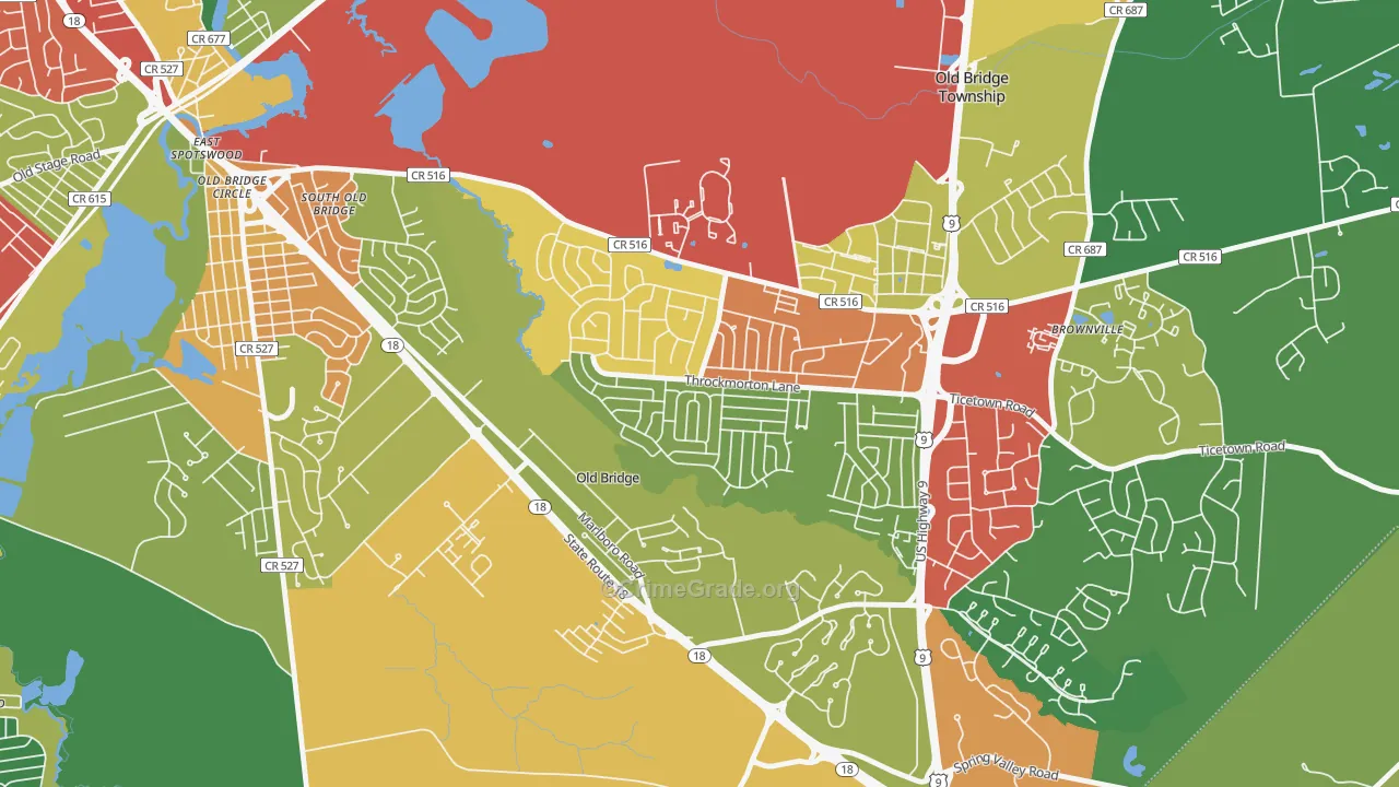Creighton Village, Old Bridge, NJ Map of Burglary Rates