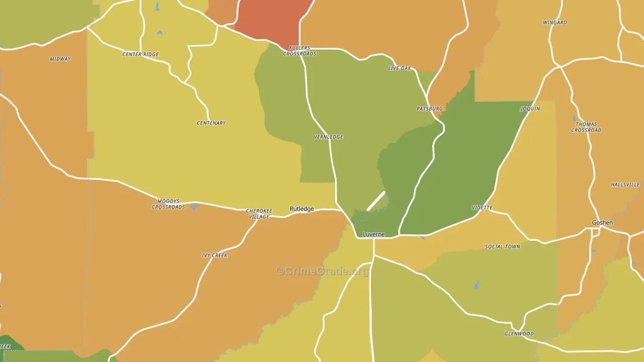 Crenshaw County, AL Map of Burglary Rates