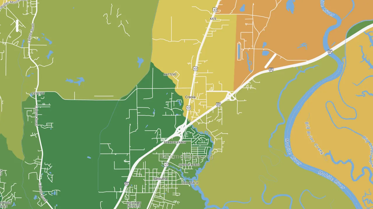 Creola, AL Map of Burglary Rates