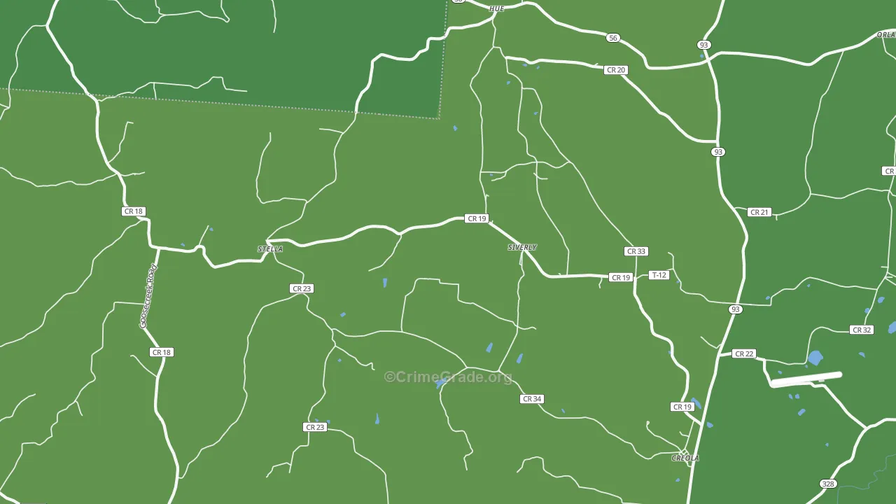 Creola, OH Map of Burglary Rates