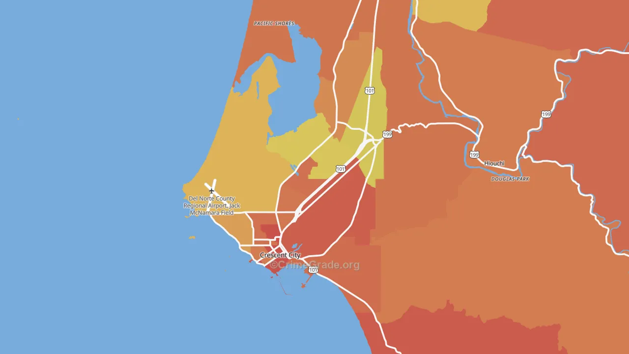 Crescent City, CA Map of Burglary Rates