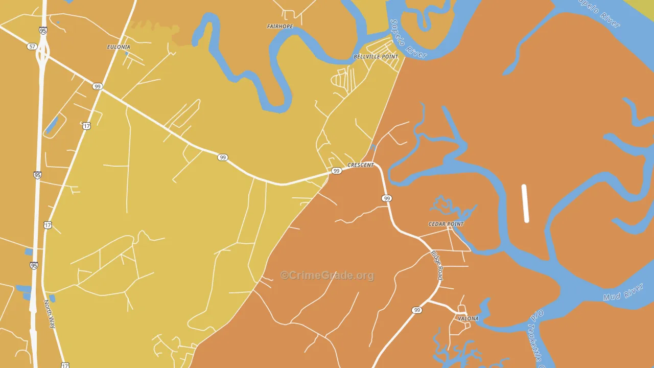 Crescent, GA Map of Burglary Rates