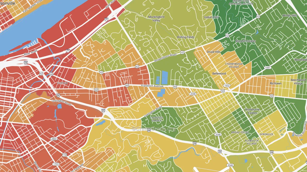 Crescent Hill, Louisville, KY Map of Burglary Rates