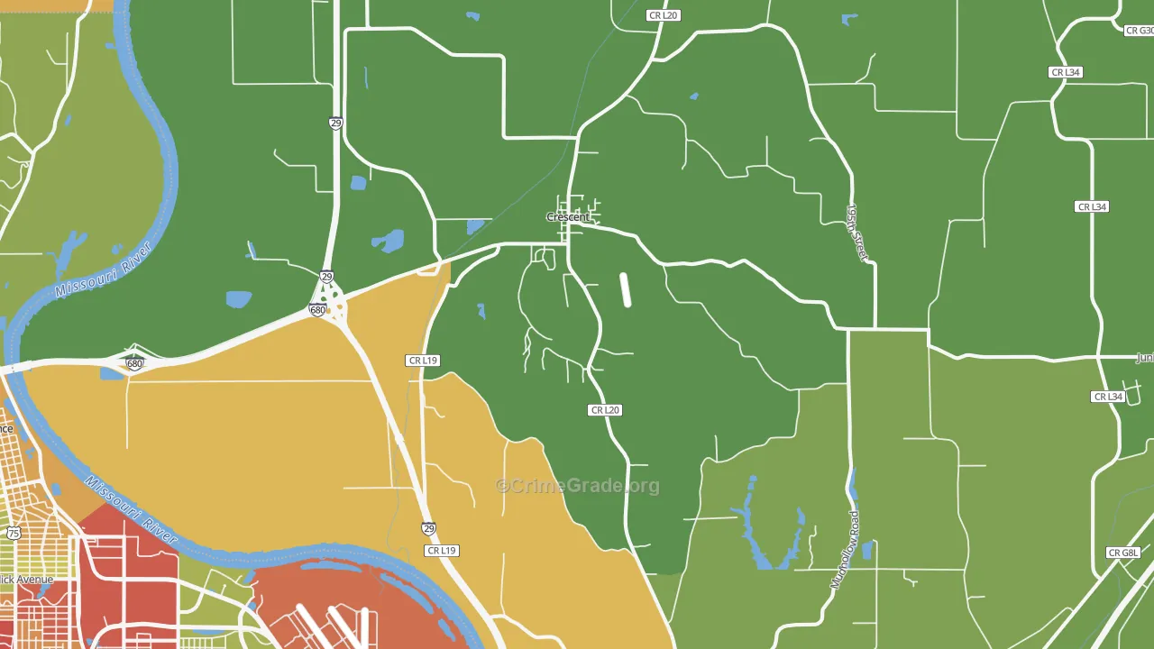 Crescent, IA Map of Burglary Rates