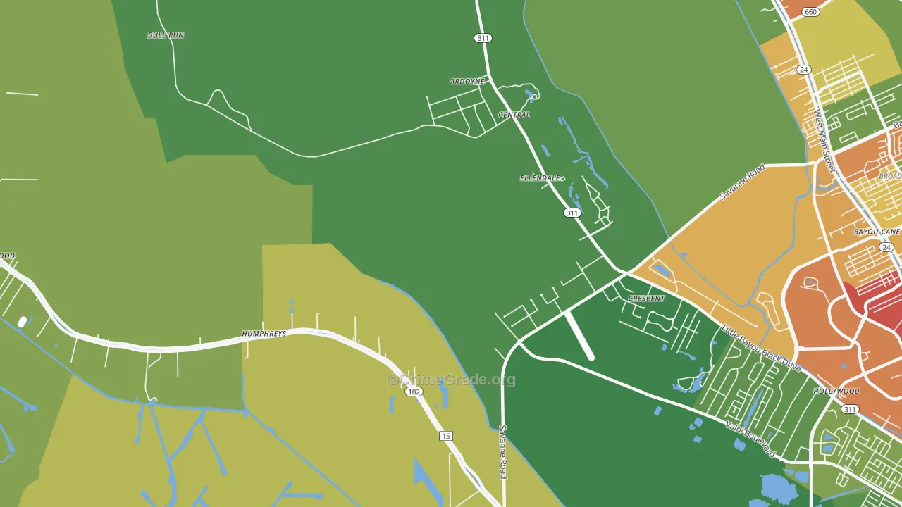 Crescent, LA Map of Burglary Rates