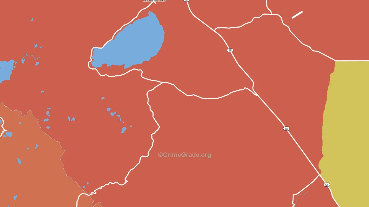 Crescent Lake, OR Map of Burglary Rates