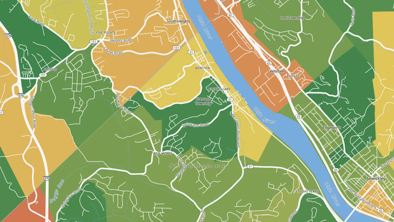 Crescent, PA Map of Burglary Rates