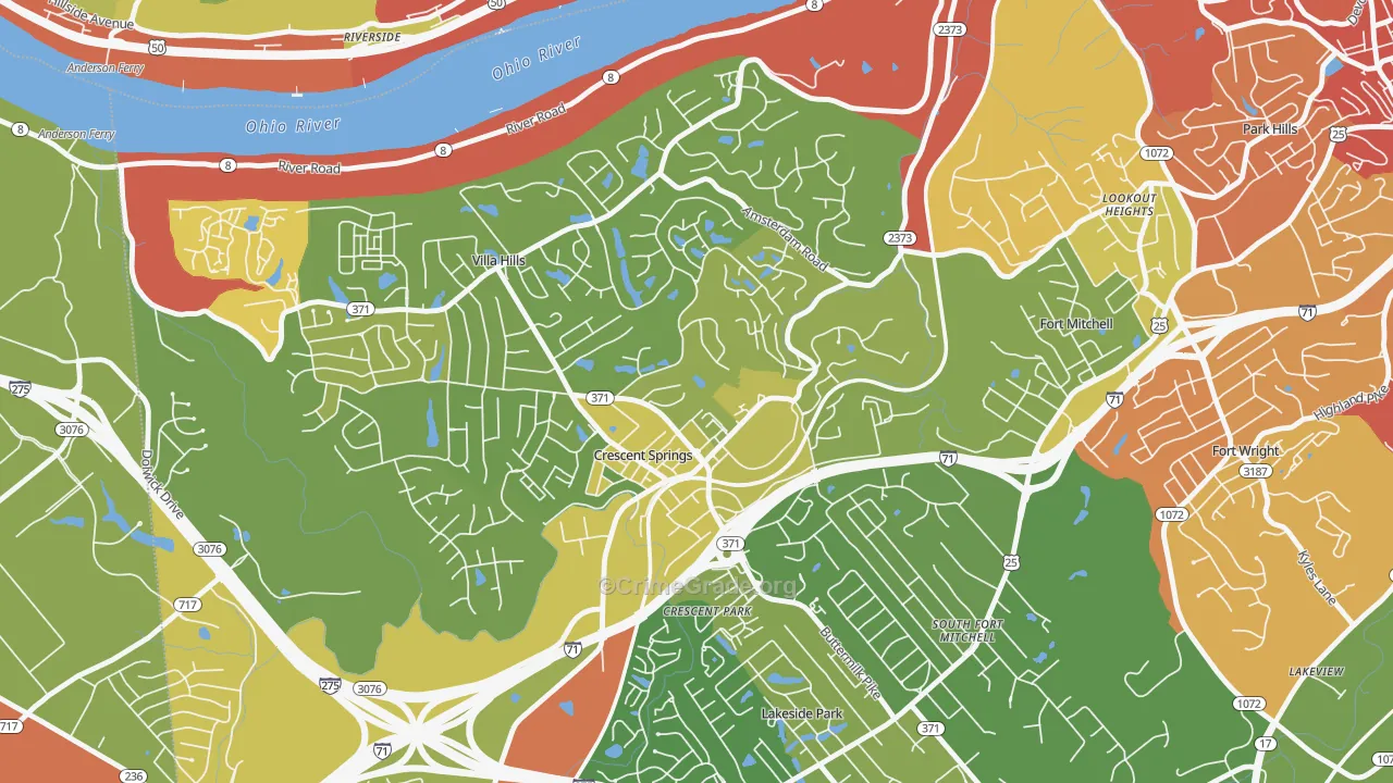 Crescent Springs, KY Map of Burglary Rates