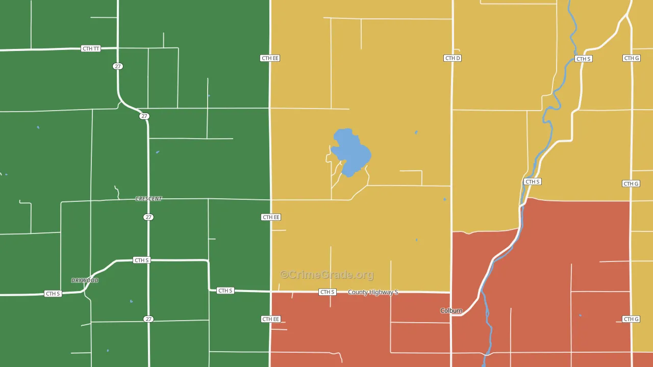 Crescent, WI Map of Burglary Rates