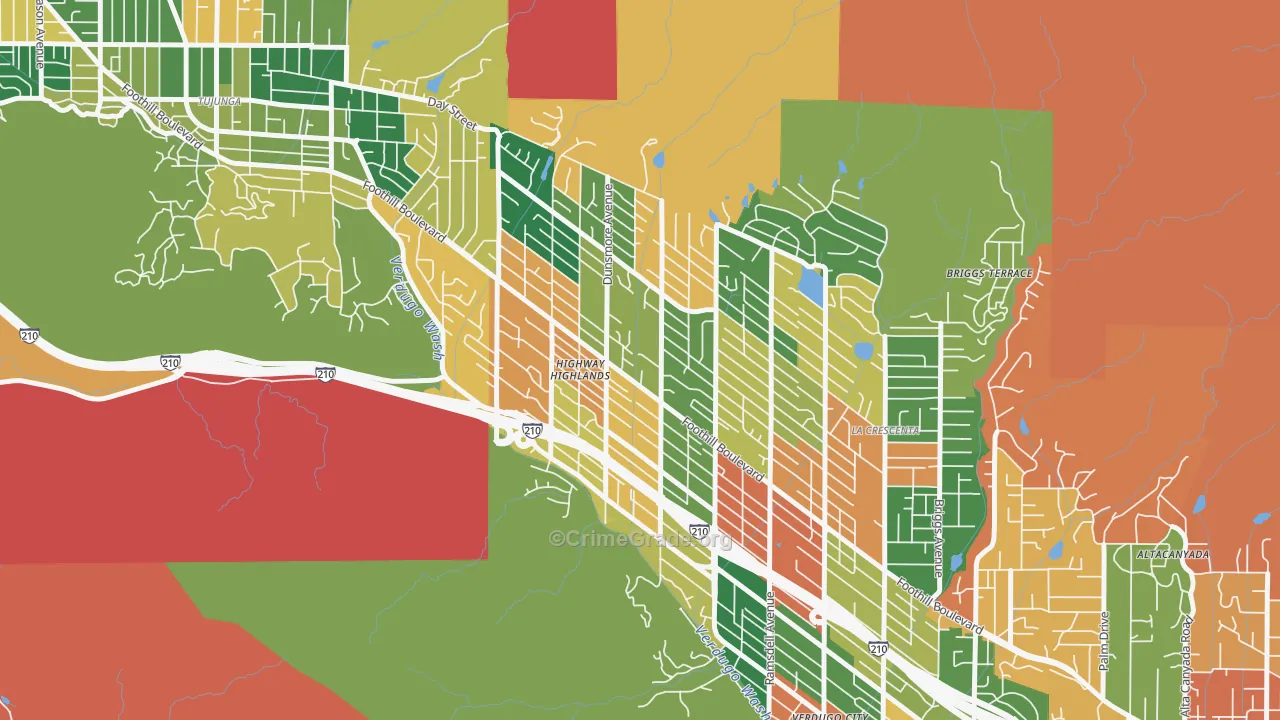 Crescenta Highlands, La Crescenta, CA Map of Burglary Rates