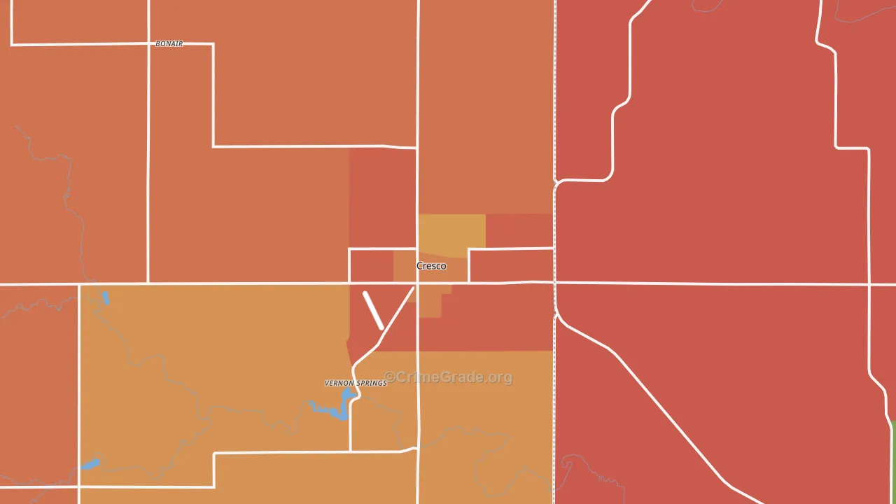 Cresco, IA Map of Burglary Rates