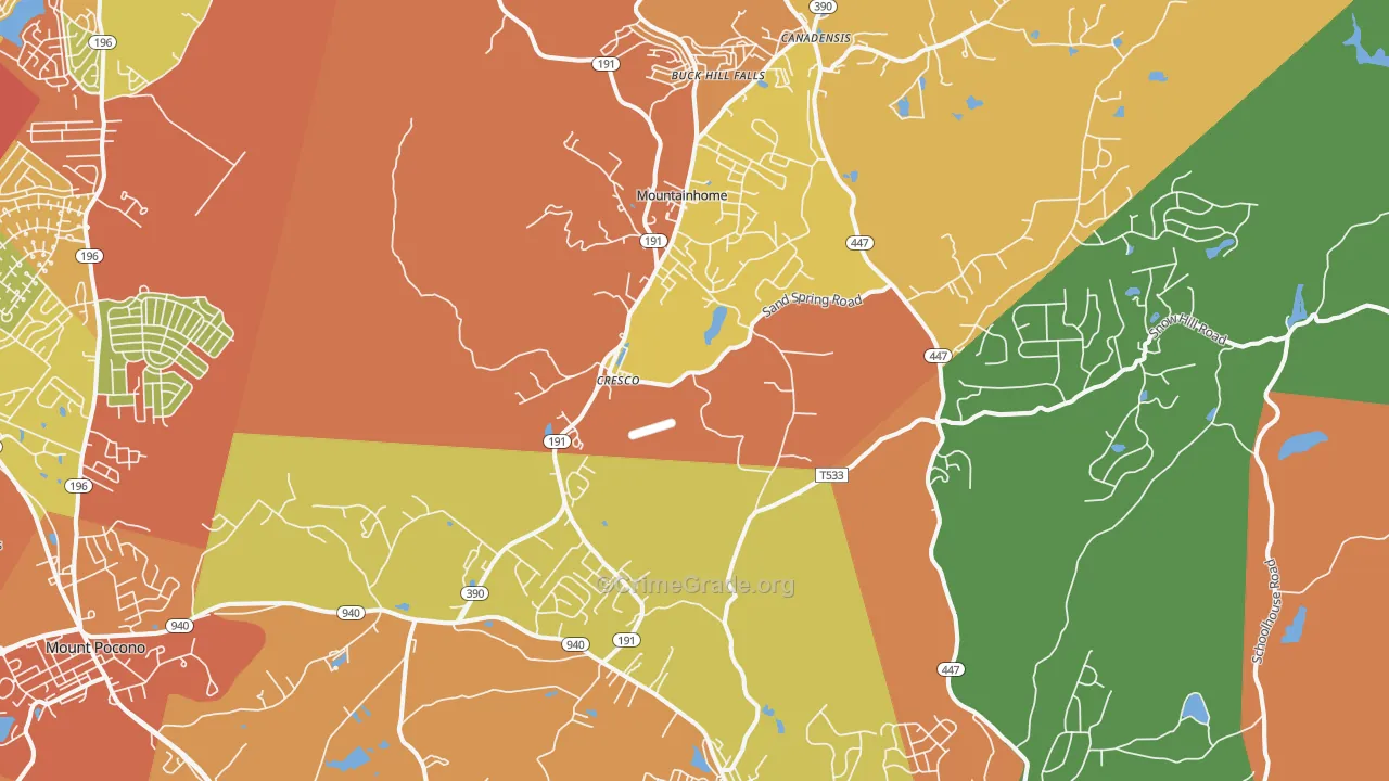 Cresco, PA Map of Burglary Rates