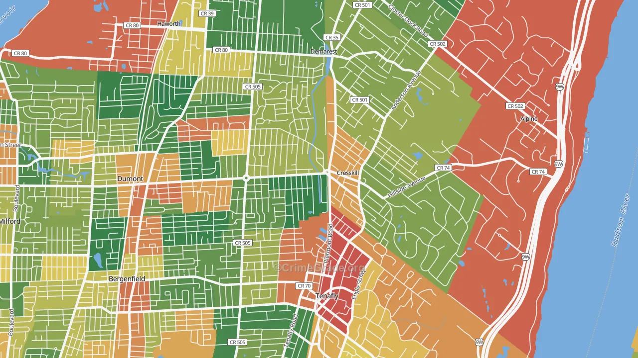 Cresskill, NJ Map of Burglary Rates