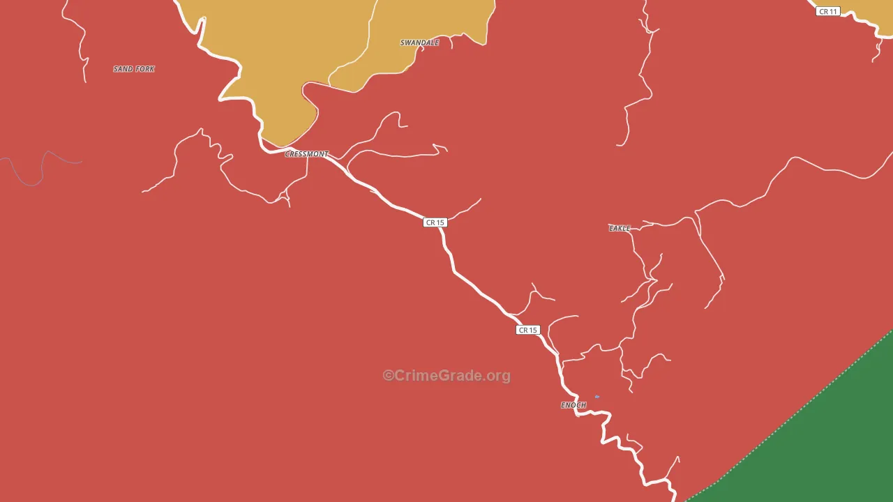 Cressmont, WV Map of Burglary Rates