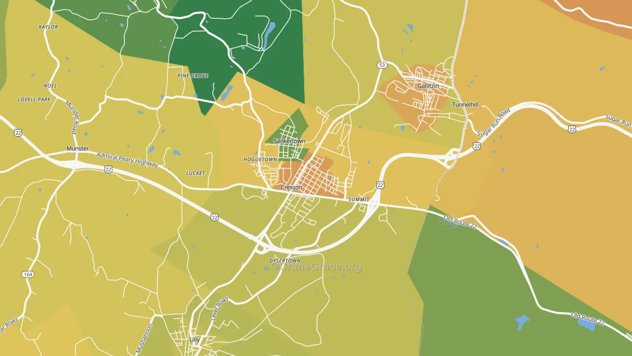 Cresson, PA Map of Burglary Rates