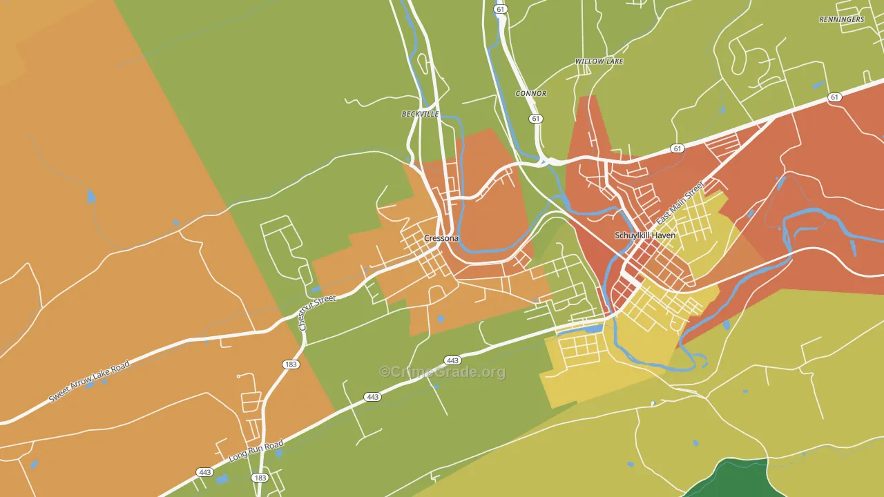 Cressona, PA Map of Burglary Rates
