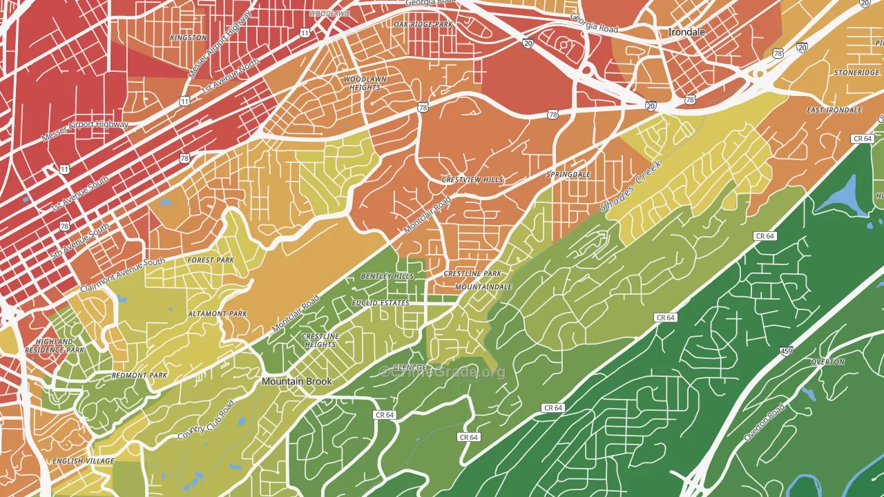 Crestline, Birmingham, AL Map of Burglary Rates