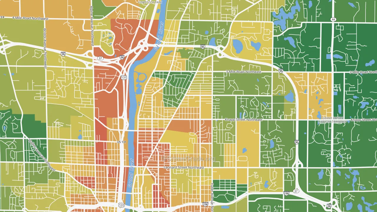 Creston, Grand Rapids, MI Map of Burglary Rates