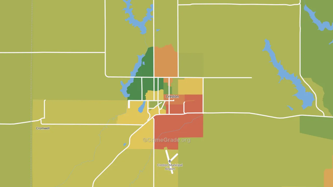 Creston, IA Map of Burglary Rates