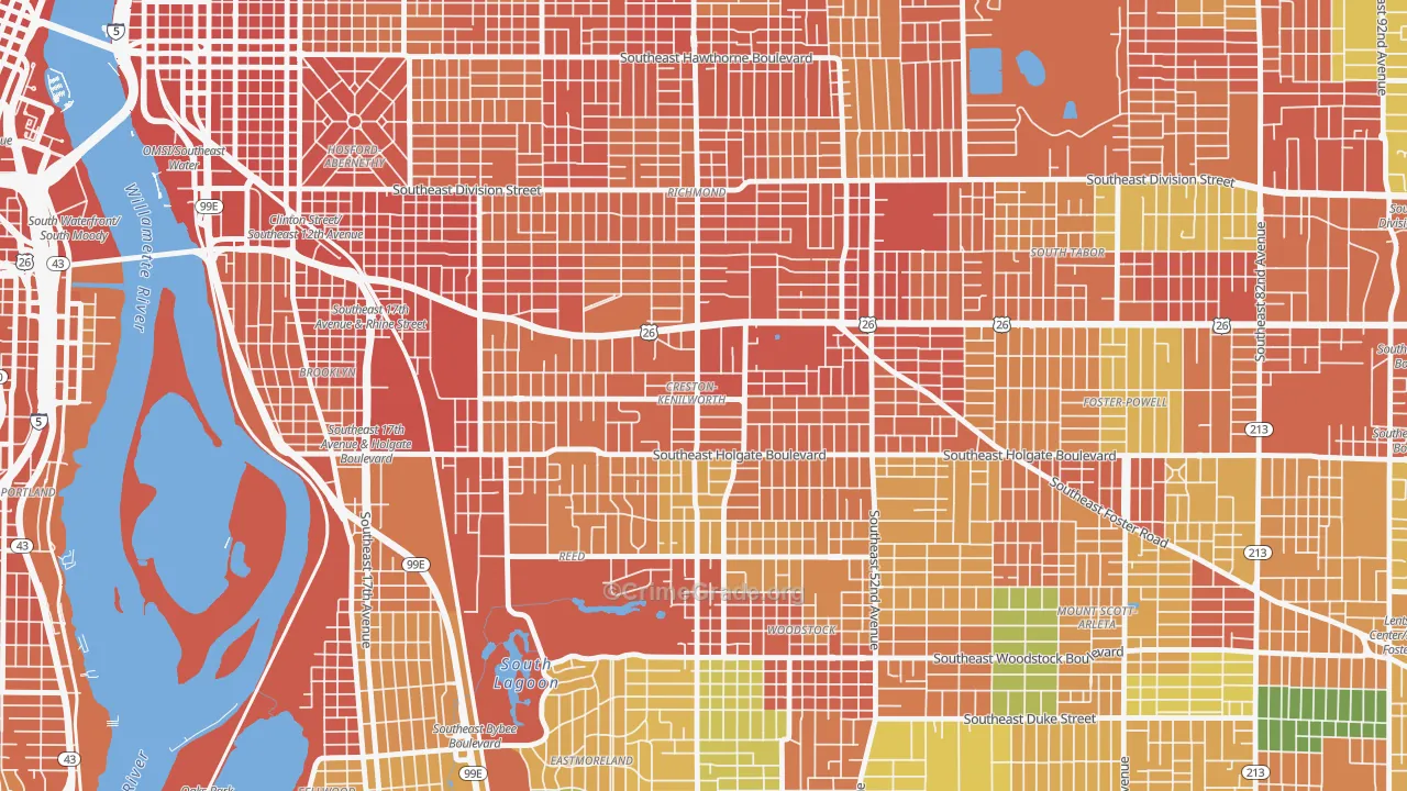 Creston-Kenilworth, Portland, OR Map of Burglary Rates