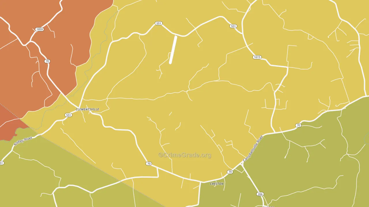 Creston, KY Map of Burglary Rates