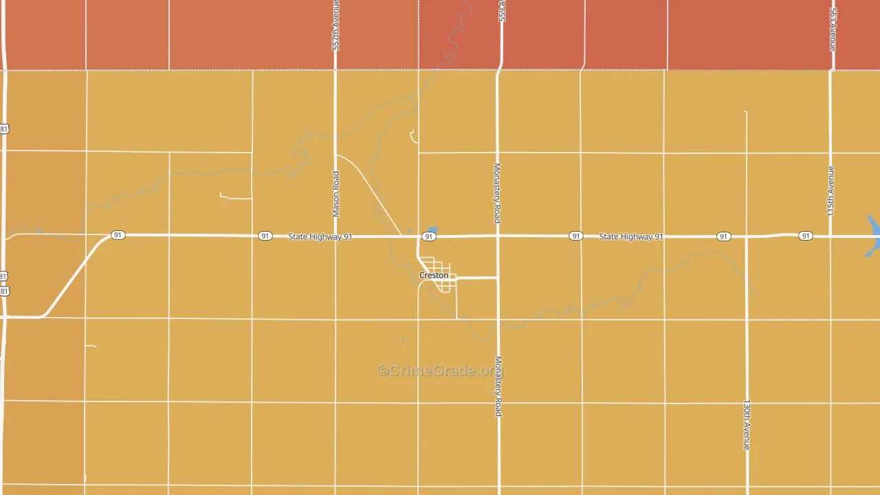 Creston, NE Map of Burglary Rates