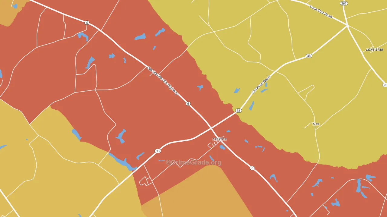 Creston, SC Map of Burglary Rates